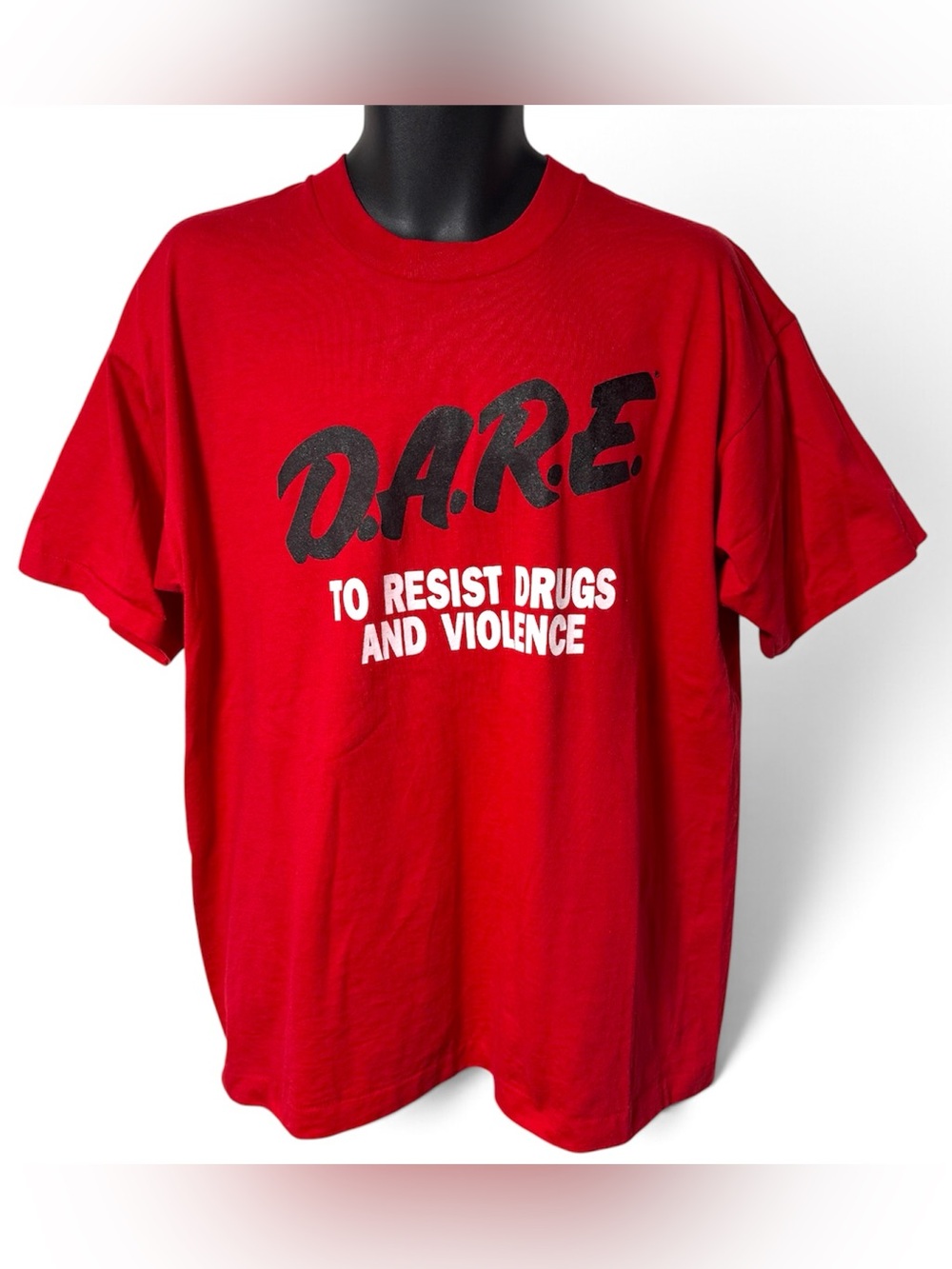 Vtg DARE 1990s Red Graphic Tee T Shirt XL Resist Drugs And Violence Streetwear